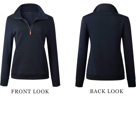 Navy Blue Quilted Pattern Top - Picture 2 of 3